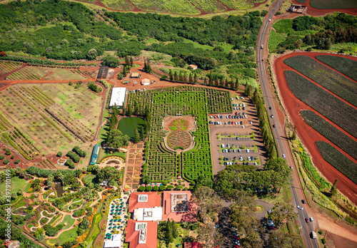 Aerial View of Dole Plantation Maze Visitor Center Oahu Hawaii photo