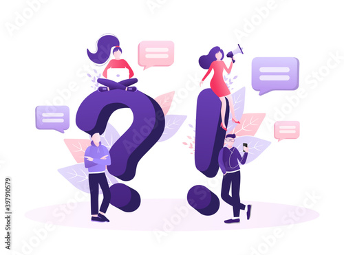 Frequently asked questions page template. Vector web banner. Customer service. Flat isometric vector illustration. Customer support. Abstract background.