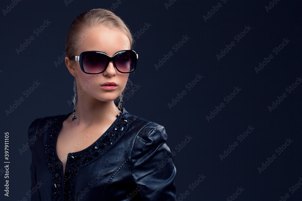 Beautiful young model with big glasses-close up. Beautiful young model with big glasses-close up.
