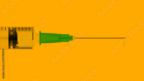 Plastic syringe with needle. Vaccination concept
