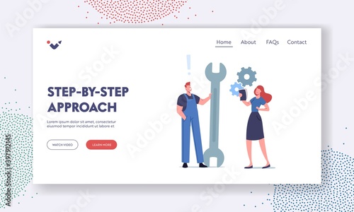 Female Character Reading User Manual Booklet, Document Landing Page Template. Instructions for Users, Information