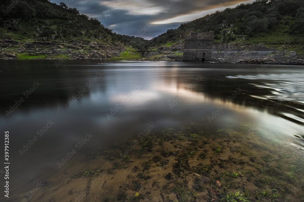 Sunset landscape on the bank of the Alagon River. Spain. Sunset landscape on the bank of the Alagon River. Spain.