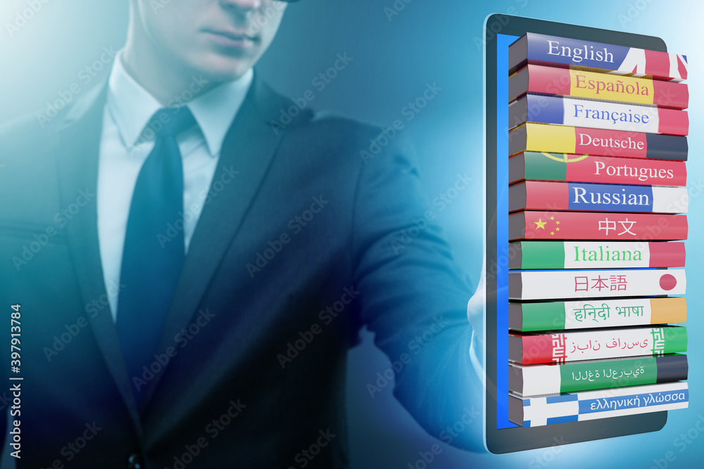 Online language learning with businessman Online language learning with businessman