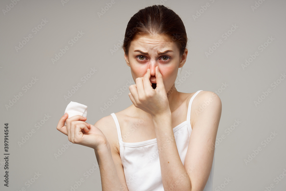 sick woman medical mask cold dissatisfaction Studio sick woman medical mask cold dissatisfaction Studio