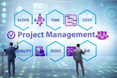 Concept of project management with businessman