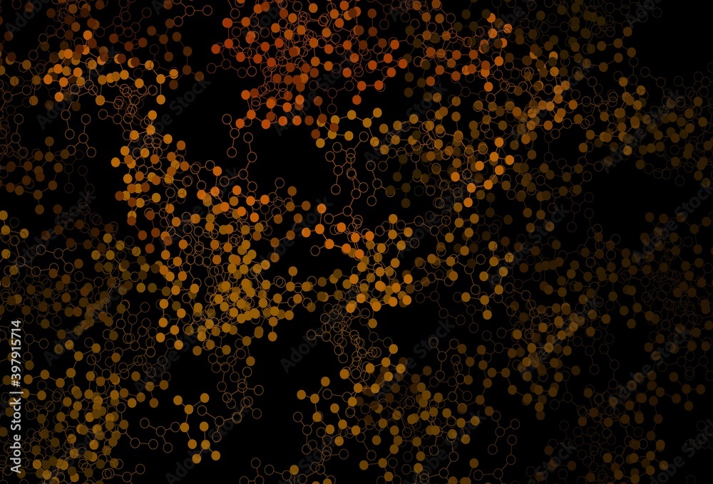 Dark Red, Yellow vector backdrop with artificial intelligence data.