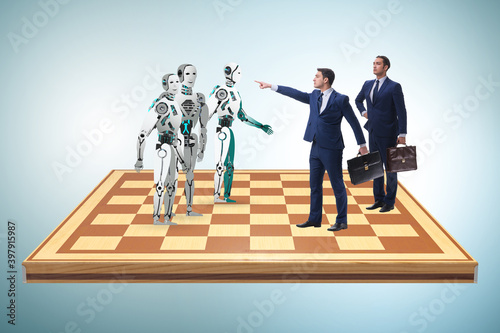 Concept of rivalry between robots and humans