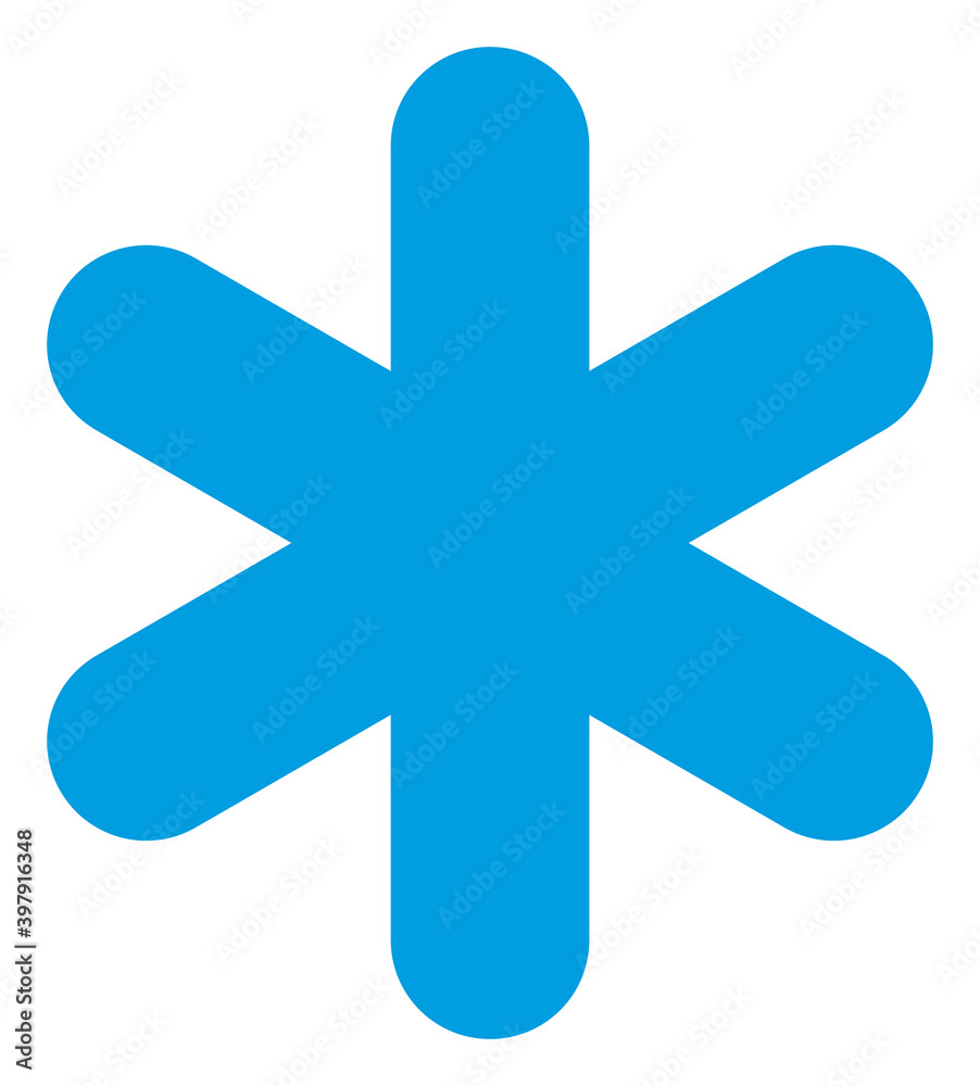 Simple snowflake icon with flat style. Isolated vector simple snowflake icon image on a white background.