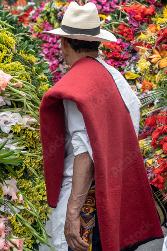 Parade of Silleteros, details of men's clothing.  Medellin, Antioquia, Colombia. photo