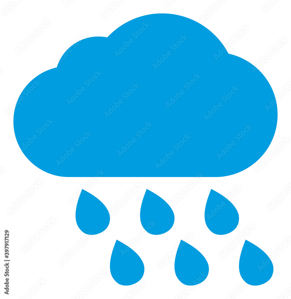 Rain cloud icon with flat style. Isolated vector rain cloud icon image on a white background. Rain cloud icon with flat style. Isolated vector rain cloud icon image on a white background.