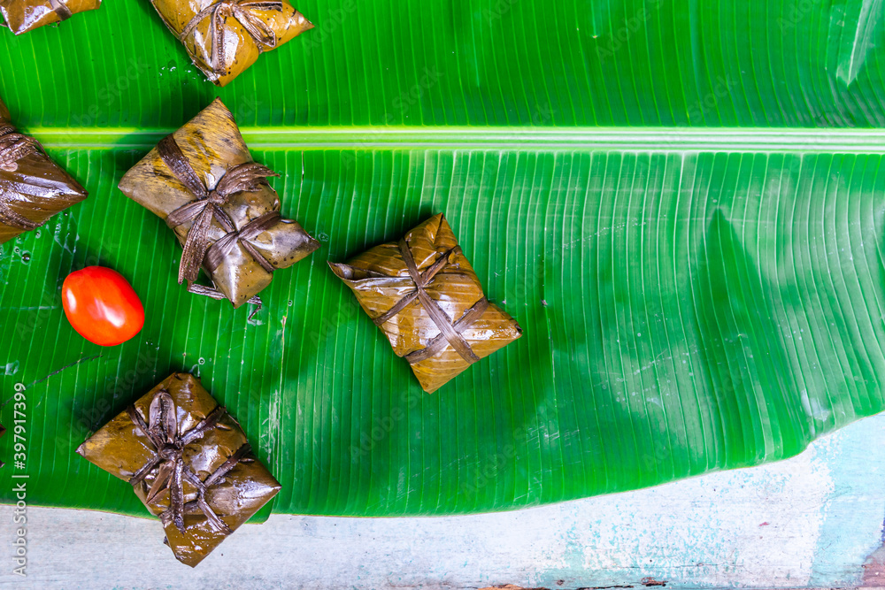 Latin america food "nacatamal" of Nicaragua, also known as "tamales" or