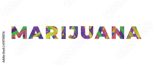 Marijuana Concept Retro Colorful Word Art Illustration