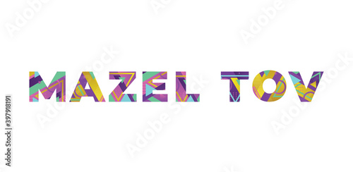 Mazel Tov Concept Retro Colorful Word Art Illustration