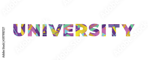 University Concept Retro Colorful Word Art Illustration