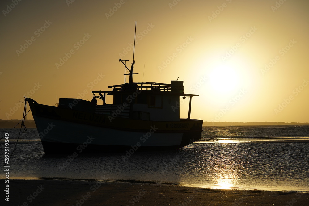 boat at sunset