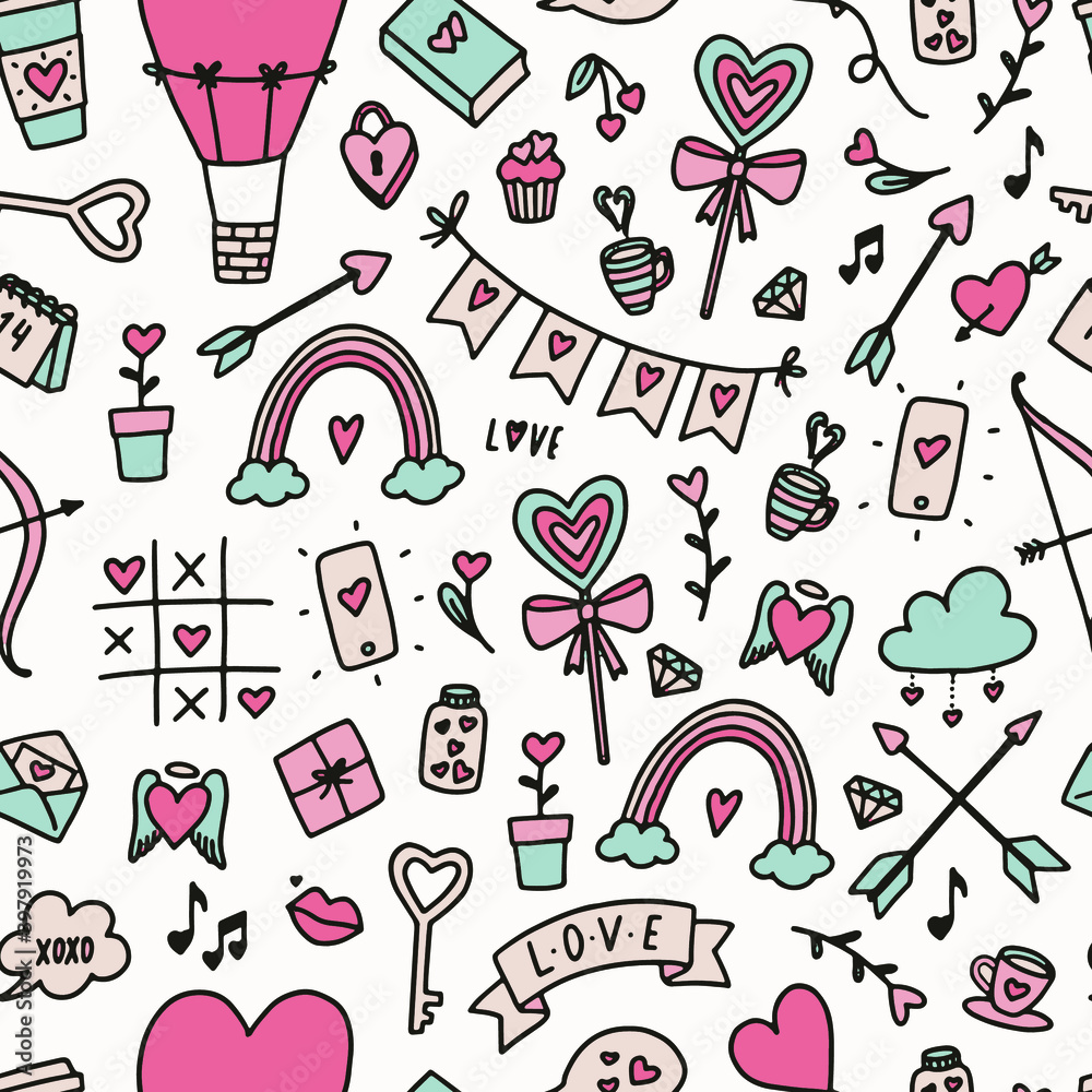 cute seamless pattern for Valentine's day wrapping paper, textile and fabric prints, wallpaper, packaging, etc. EPS 10 cute seamless pattern for Valentine's day wrapping paper, textile and fabric prints, wallpaper, packaging, etc. EPS 10