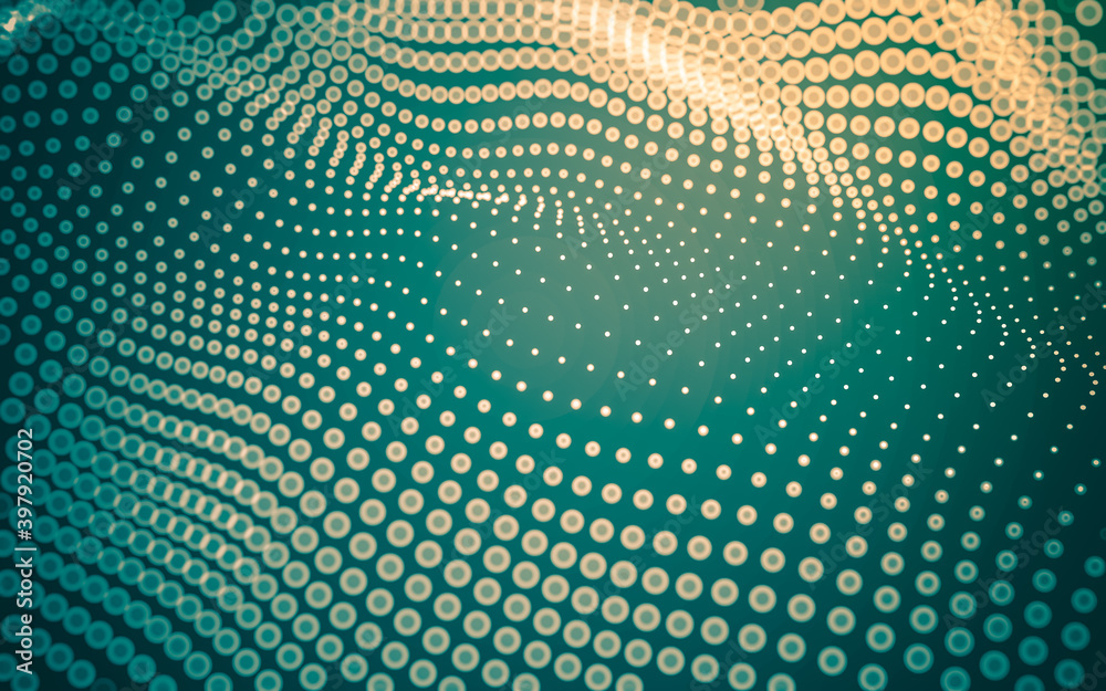 Abstract background. Molecules technology with polygonal shapes, connecting dots and lines. Connection structure. Big data visualization.