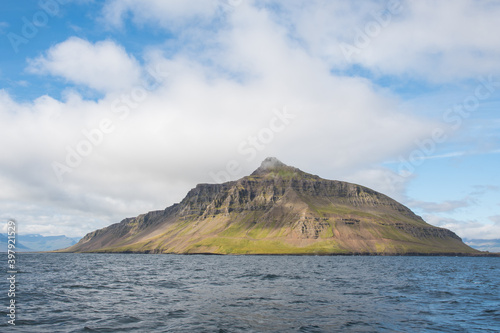 Reydarfjall mountain and Vattarnes land slides in Iceland