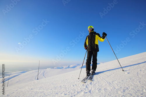 Skier on ski slope