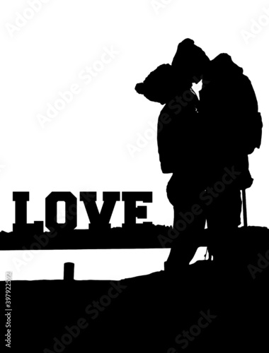 wedding couple with text background