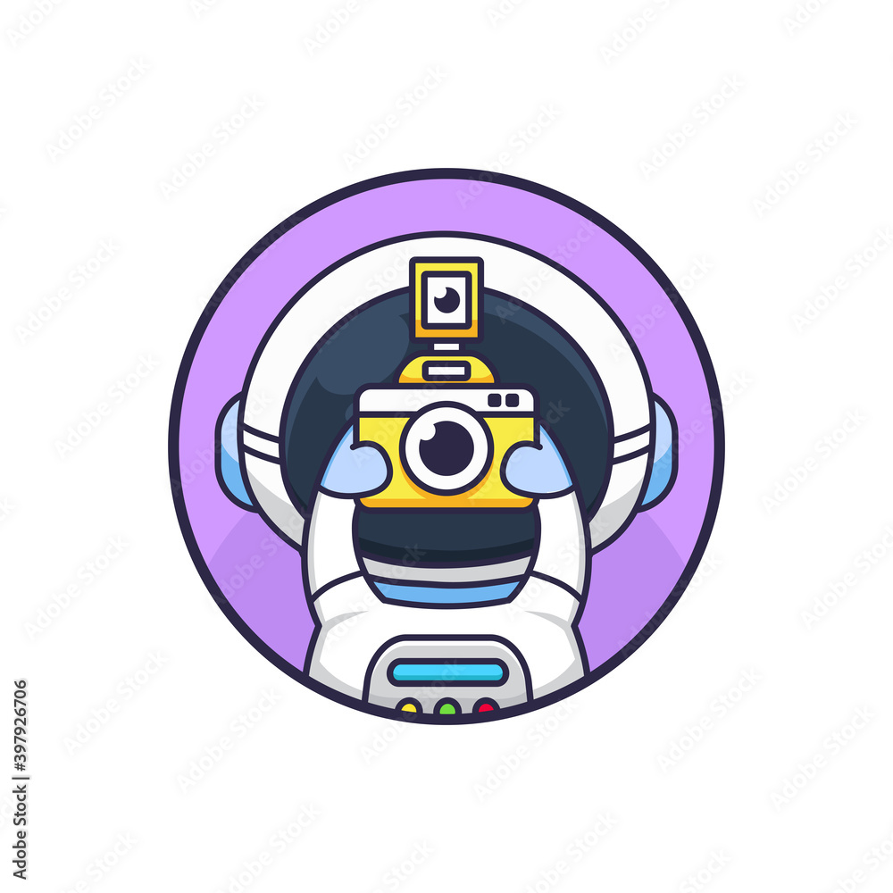 Obraz premium set of cute astronaut photography holding camera