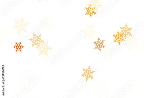 Light Orange vector texture with colored snowflakes, stars.