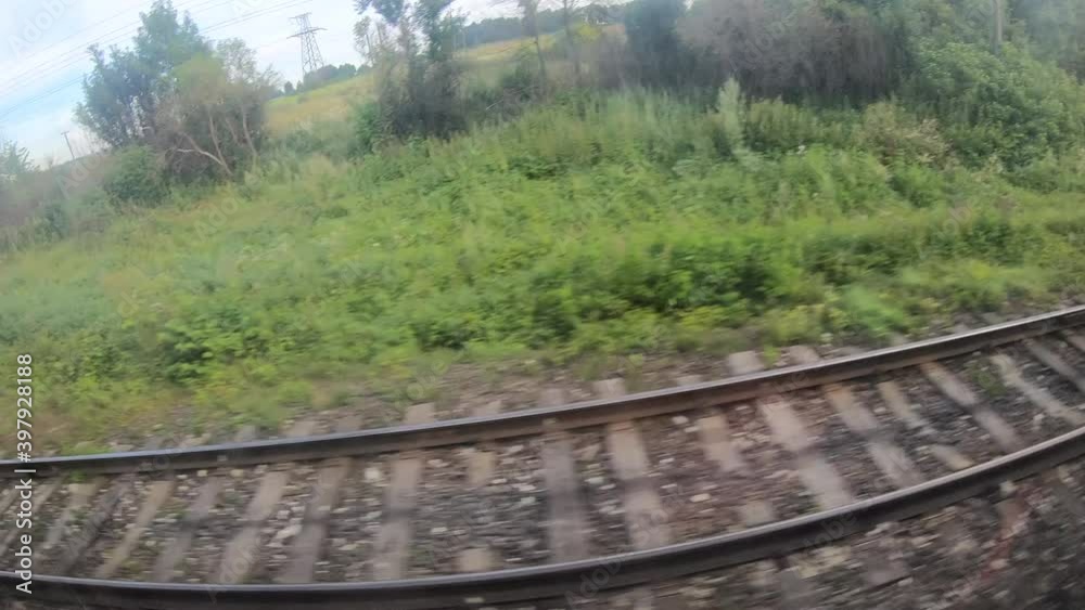 Landscape from the window of a railway train Landscape from the window of a railway train