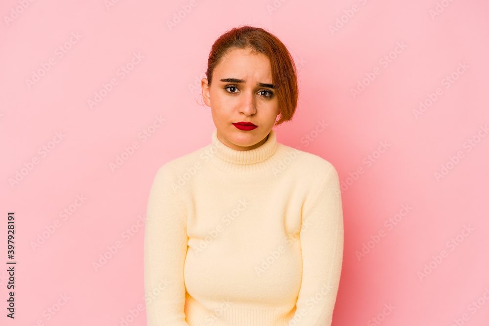 Young arab mixed race woman sad, serious face, feeling miserable and displeased. Young arab mixed race woman sad, serious face, feeling miserable and displeased.