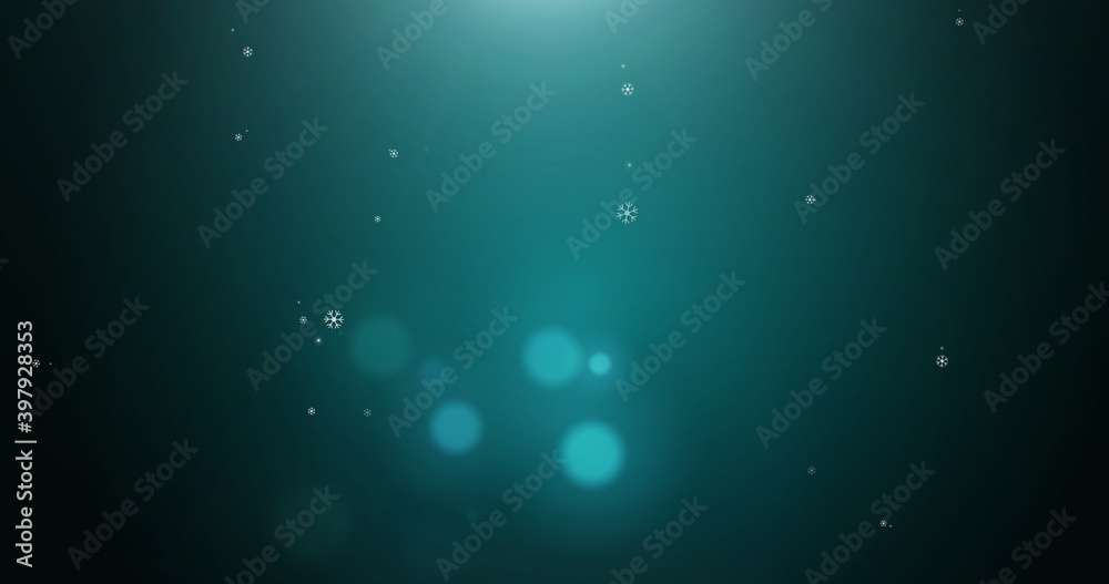 3D Illustration realistic winter snow fall with snowflake shape Christmas xmas overlay twinkling sparkling stars space in isolated black elegant luxury green night sky background 3D Illustration realistic winter snow fall with snowflake shape Christmas xmas overlay twinkling sparkling stars space in isolated black elegant luxury green night sky background