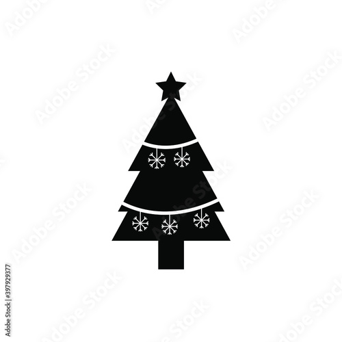 Christmas tree line icon, decorated conifer outline and filled vector sign, linear and full pictogram isolated on white, logo illustration