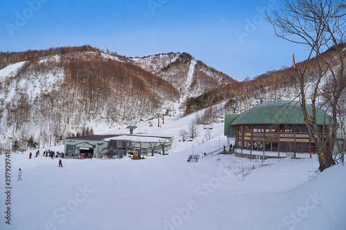 群馬県川場村の川場スキー場のリフト乗り場方面の眺望