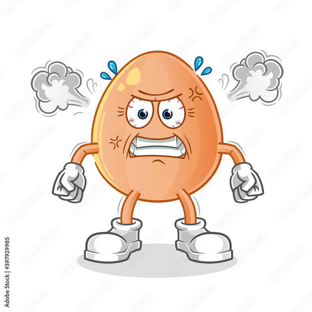 egg very angry mascot. cartoon vector egg very angry mascot. cartoon vector