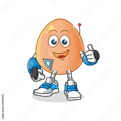  egg robot character. cartoon mascot vector
