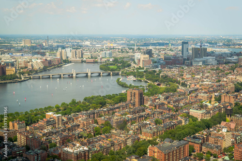 The Back Bay and Charles River of Boston from high above