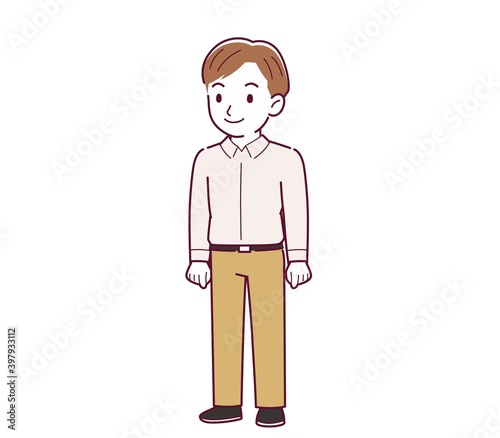 Young man in a pink Y-shirt