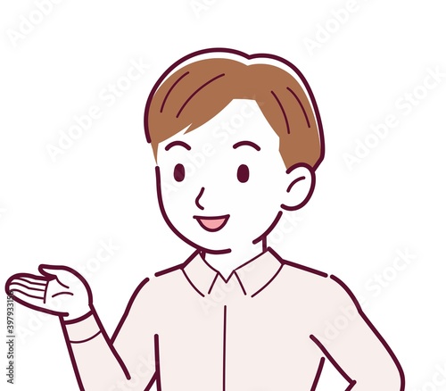 Young man in a pink Y-shirt