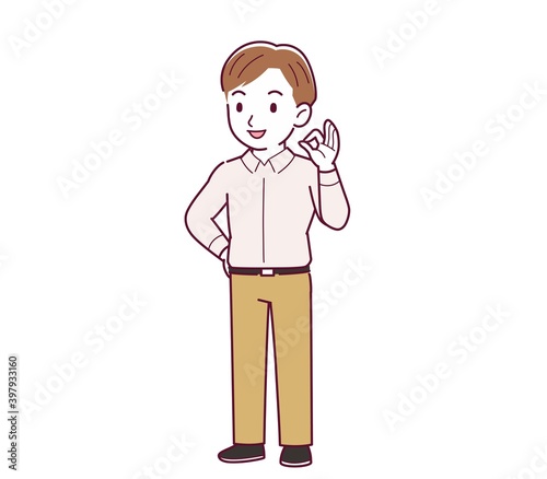 Young man in a pink Y-shirt