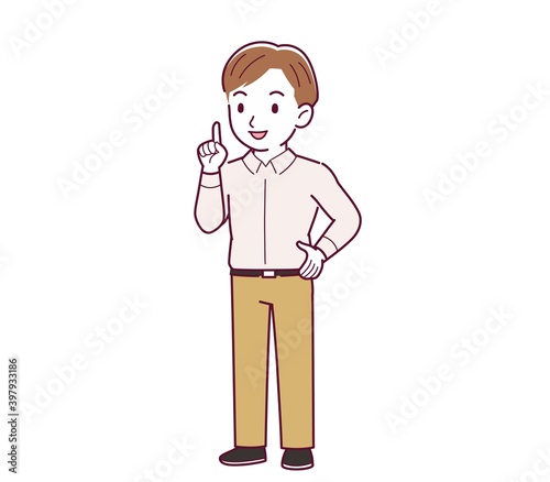 Young man in a pink Y-shirt