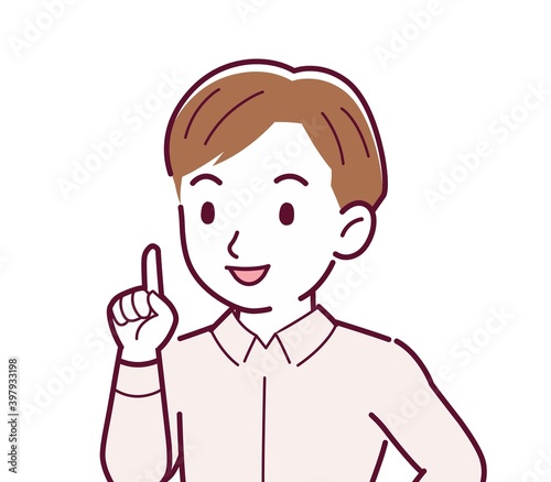 Young man in a pink Y-shirt