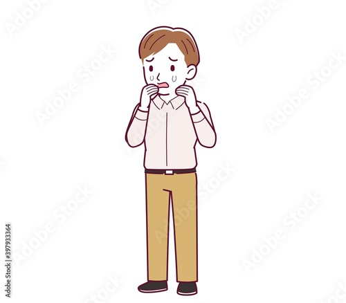 Young man in a pink Y-shirt