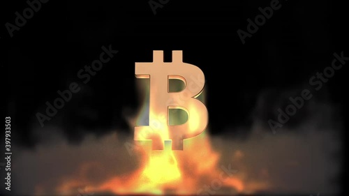 Bitcoin price goes up like rocket launch. Glowing BTC with jet flame underneath.