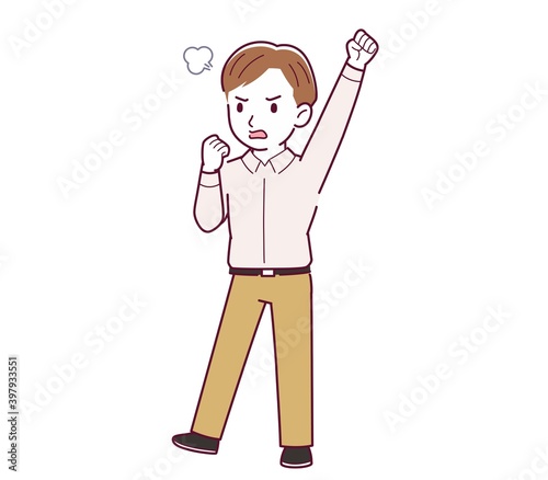 Young man in a pink Y-shirt