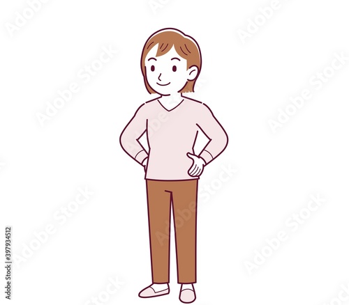 Pretty girl in pink sweater