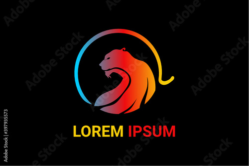 Tiger Head silhouette Logos With Rainbow Gradients.