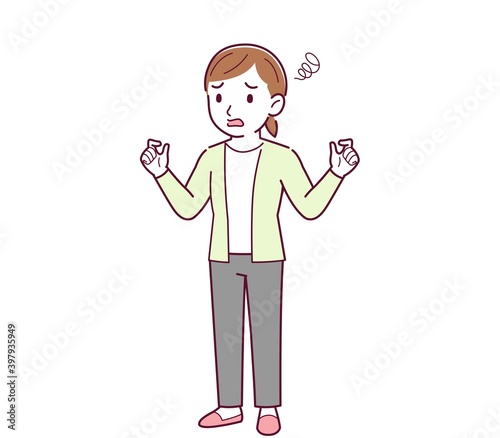 Woman in a yellow-green cardigan