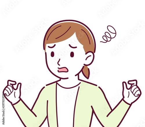 Woman in a yellow-green cardigan
