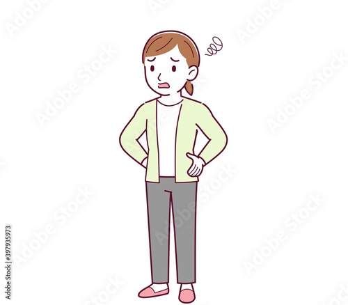 Woman in a yellow-green cardigan