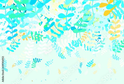 Light Green vector abstract backdrop with leaves.