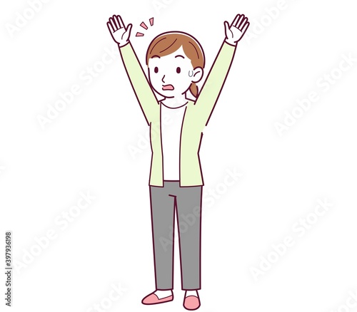 Woman in a yellow-green cardigan