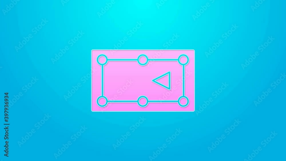 Pink line Billiard table icon isolated on blue background. Pool table. 4K Video motion graphic animation Pink line Billiard table icon isolated on blue background. Pool table. 4K Video motion graphic animation